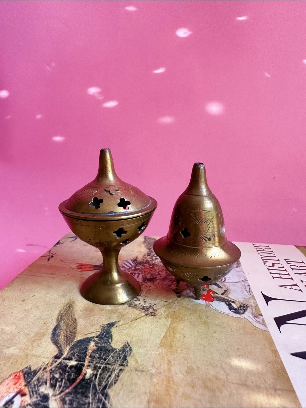 Sweet Mini Vintage Brass Decorative Incense Burners - Set of 2
